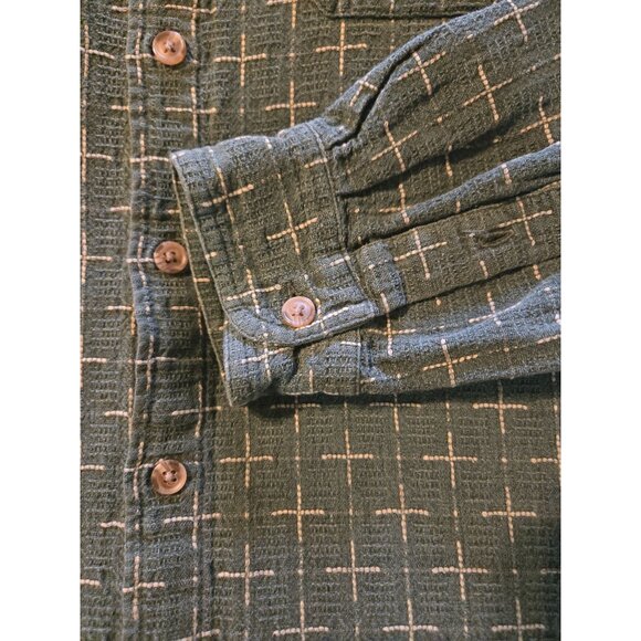 The Territory Ahead Men's Button Up Thick Shirt Large Tall Green/White Heavyweig - Picture 4 of 7